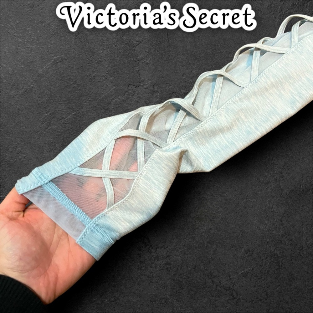 HTF Victoria’s Secret Light Grey Blue Super Soft Leggings with mesh - Picture 8 of 8
